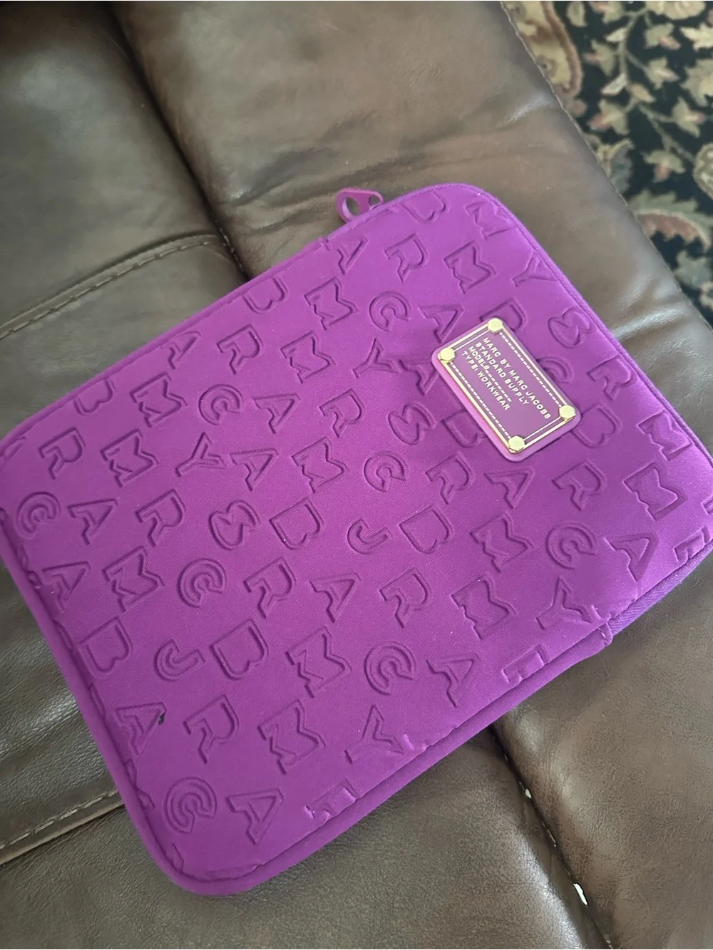 Marc by Marc Jacobs Embossed Purple Tablet Sleeve with Logo Plate
